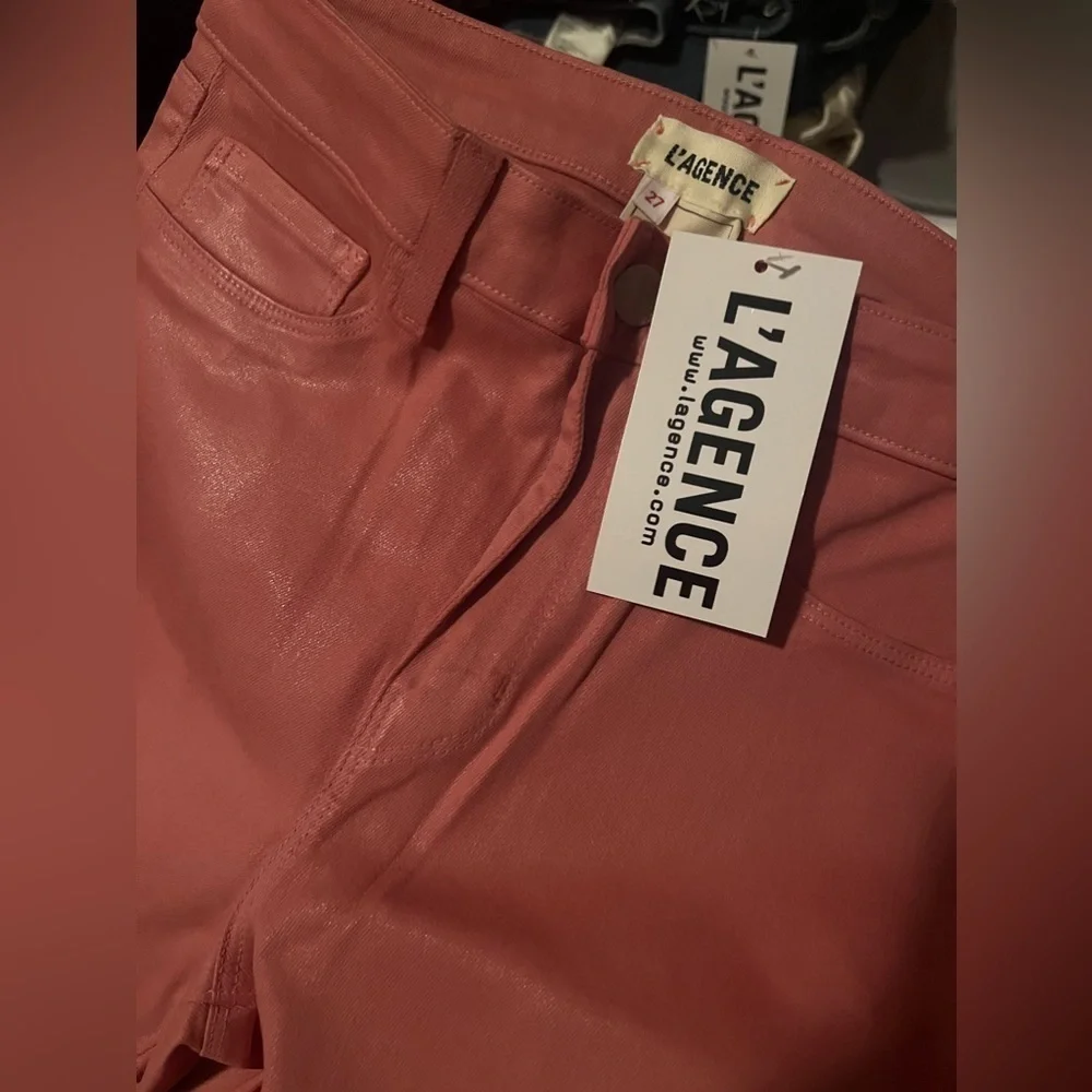 NWT - L’AGENCE - Margot Coated Skinny Jeans dusty rose size 27 - Picture 7 of 10